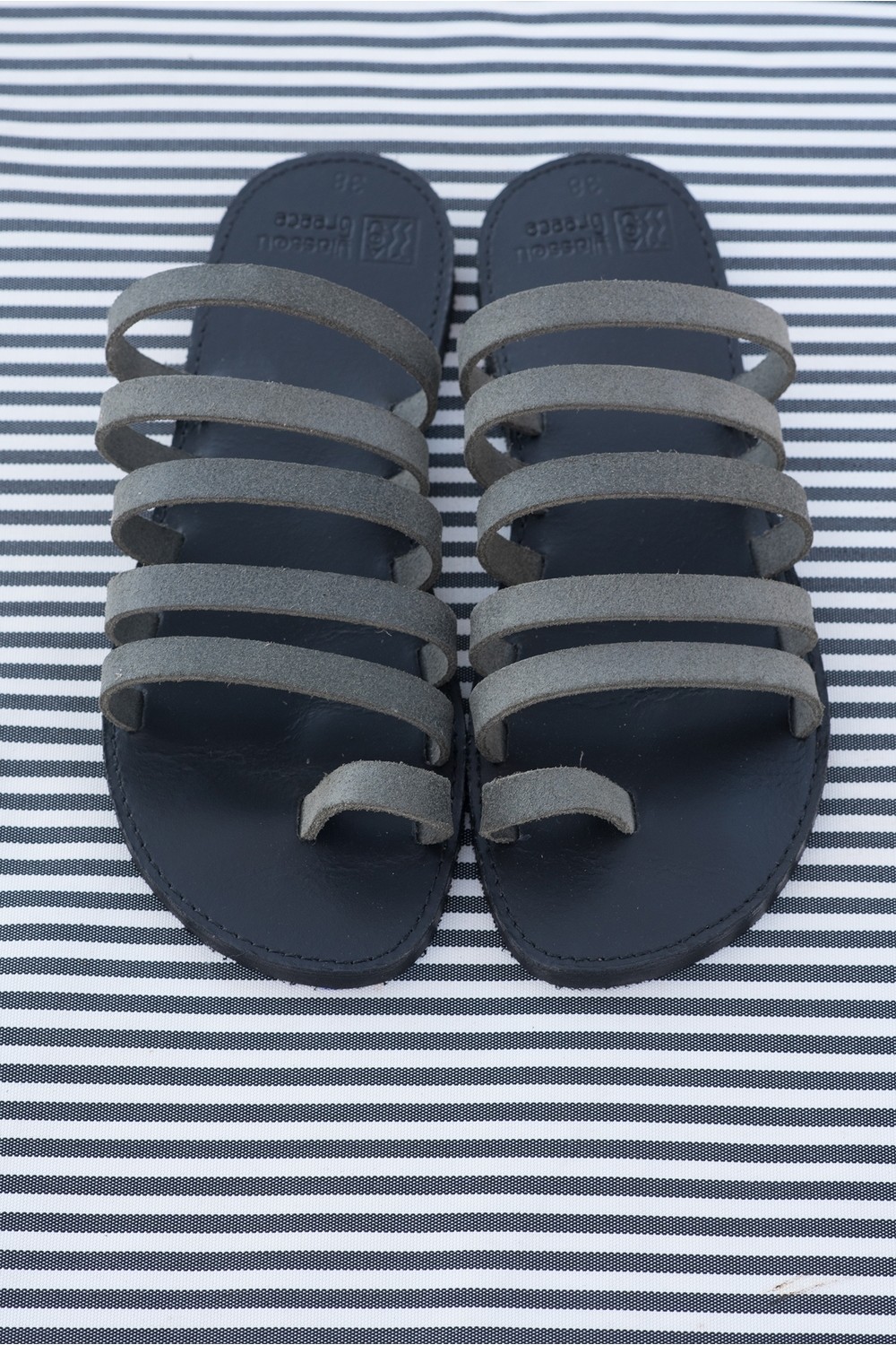 WOMEN'S LEATHER "SUEDE GREY STRIPES" 