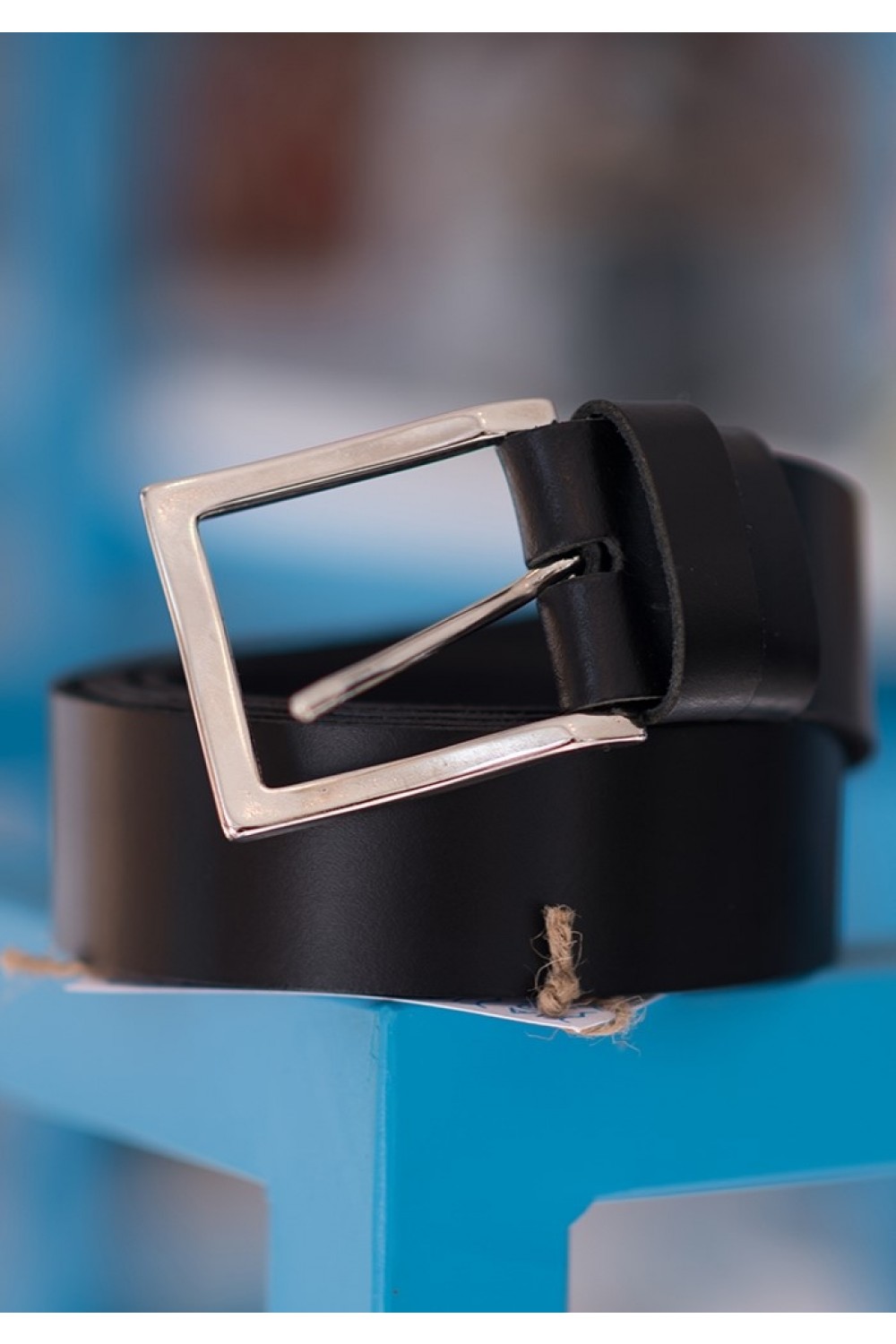 HANDMADE LEATHER BLACK BELT WITH SILVER BUCKLE