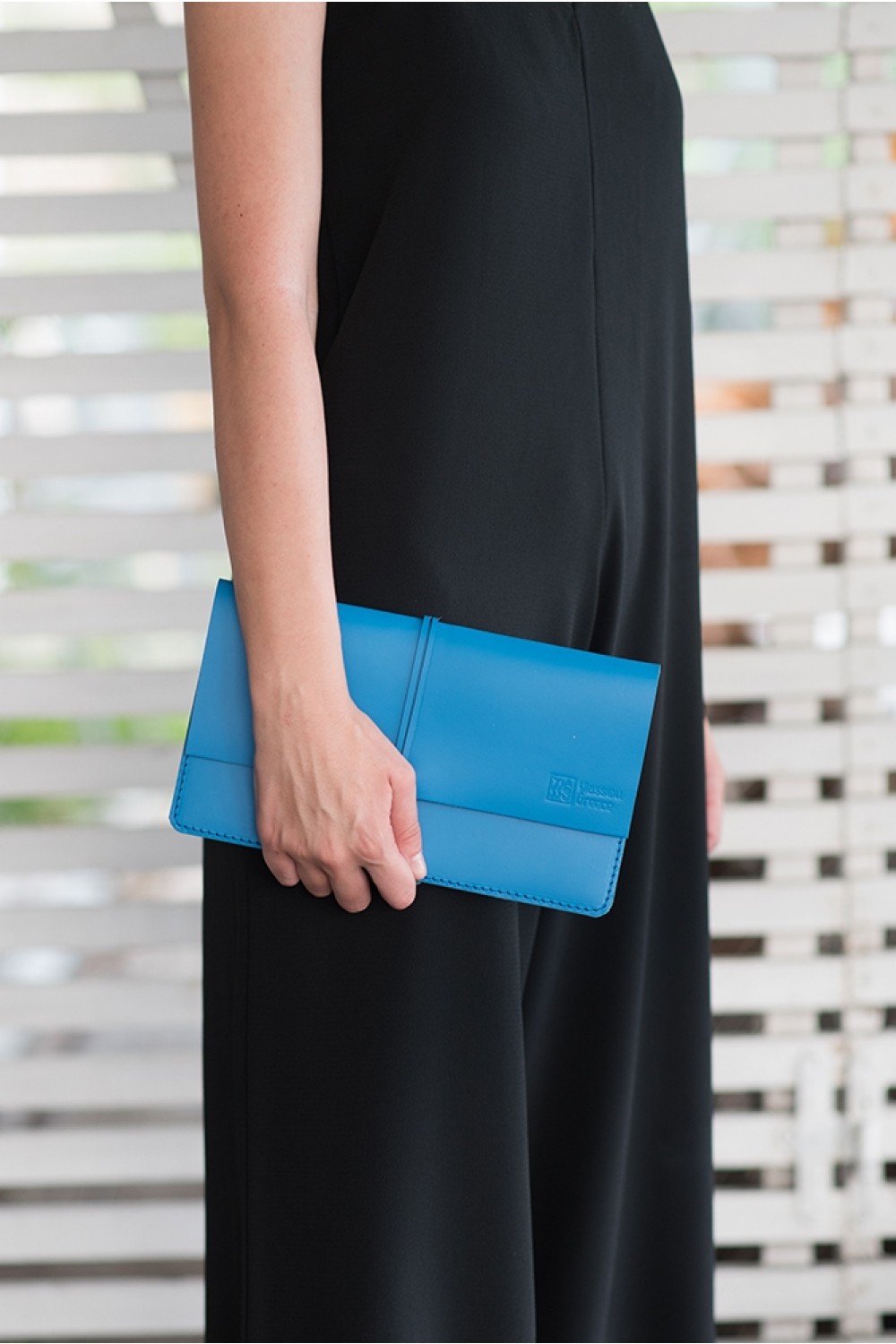 HANDMADE LEATHER MYKONIAN BLUE CLUTCH