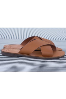 WOMEN'S LEATHER "X" SANDAL COGNAC 