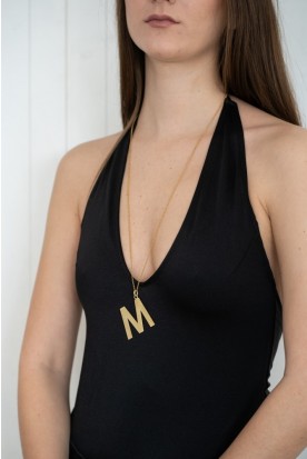 HANDMADE STERLING SILVER MONOGRAM "M" NECKLACE GOLD PLATED